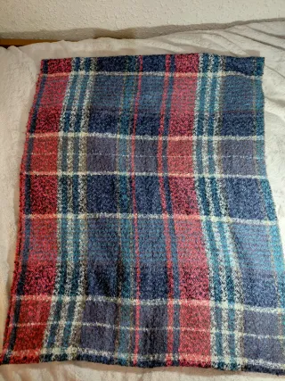 Bufanda Infinita Cuadros Tweed Azul y Rosa