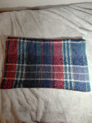 Bufanda Infinita Cuadros Tweed Azul y Rosa