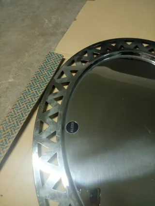 Vassoio Alessi Ovale in Metallo Argentato