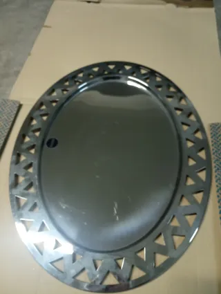 Vassoio Alessi Ovale in Metallo Argentato