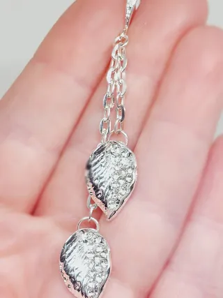 Pendientes hojas plateadas con brillantes