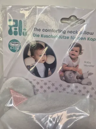 Almohada cuello bebé monster gris 0-12m