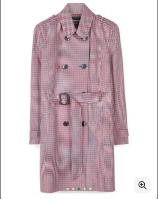 Abrigo Stradivarius cuadros rojo y azul