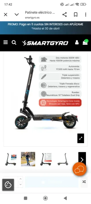 Patinete Eléctrico SmartGyro XBH