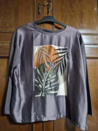 Camiseta Sfera manga larga estampado hojas XL