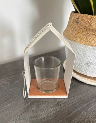 Vela colgante de metal y cristal