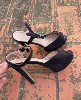 Sandalias tacón alto negras mujer