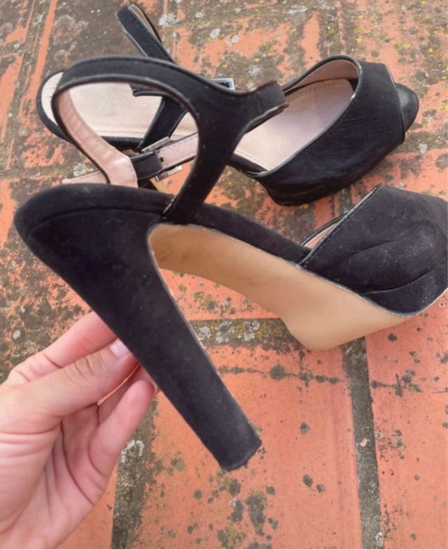 Sandalias tacón alto negras mujer