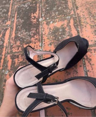 Sandalias tacón alto negras mujer