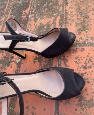 Sandalias tacón alto negras mujer