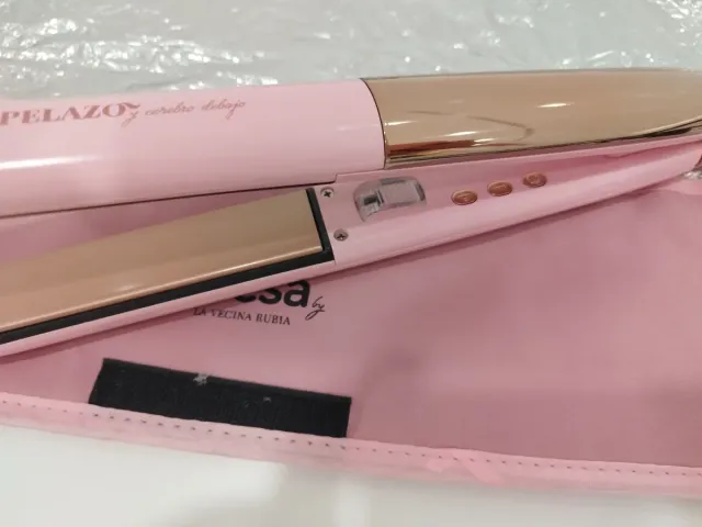 Plancha de pelo La Vecina Rubia rosa y oro