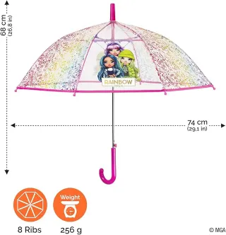 Paraguas Transparente Niña Rainbow High 74cm