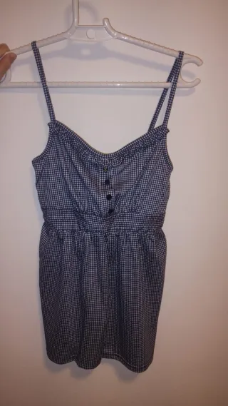 Camiseta tirantes cuadros azul y blanco pinup