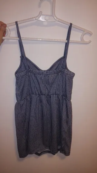 Camiseta tirantes cuadros azul y blanco pinup