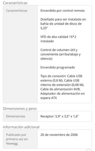Control Remoto PC iMON VFD Multimedia