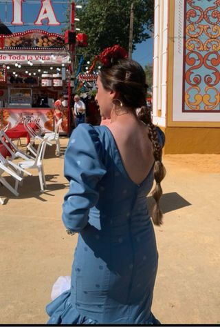 Traje de flamenca azul