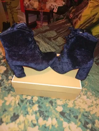 Botas terciopelo azul