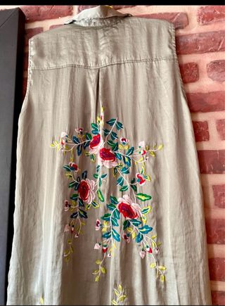 Vestido de playa bordado floral talla única