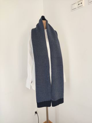 Sciarpa a maglia uomo blu e grigia