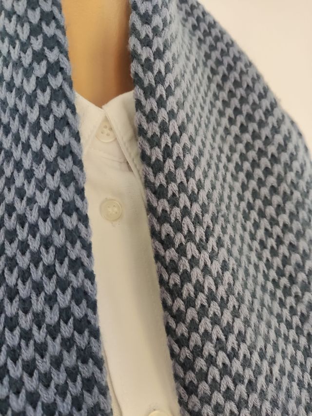 Bufanda de punto hombre azul y gris