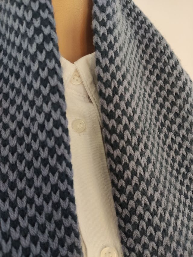 Bufanda de punto hombre azul y gris