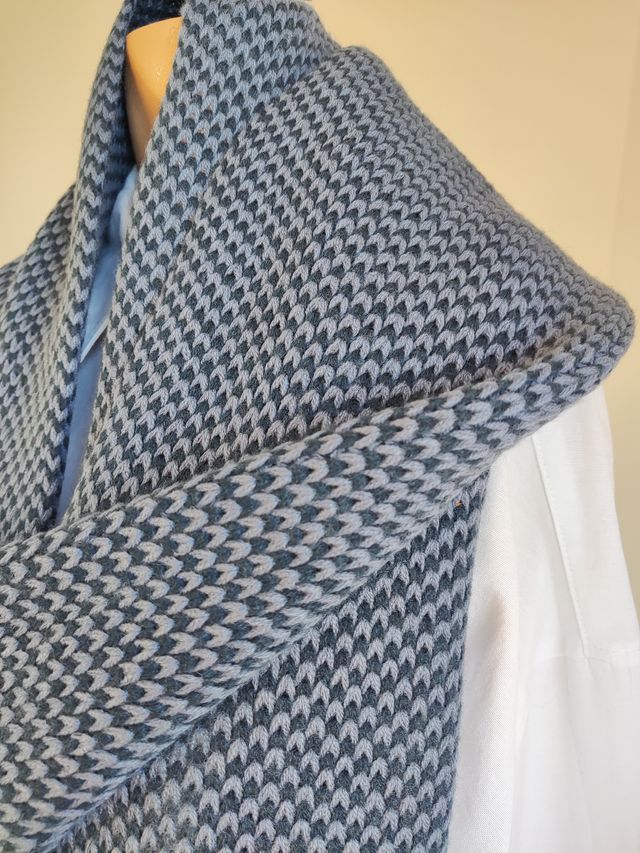 Bufanda de punto hombre azul y gris