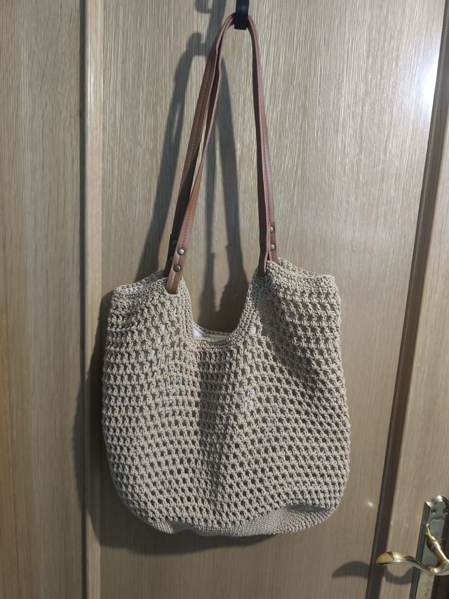 Bolso de paja beige