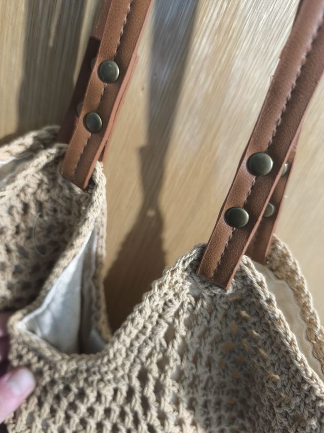 Bolso de paja beige