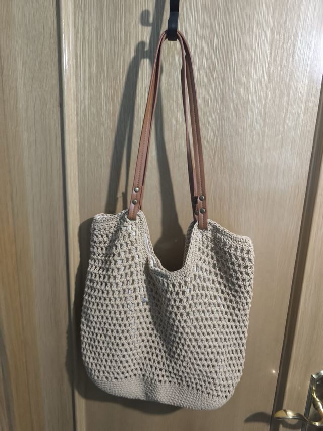 Bolso de paja beige