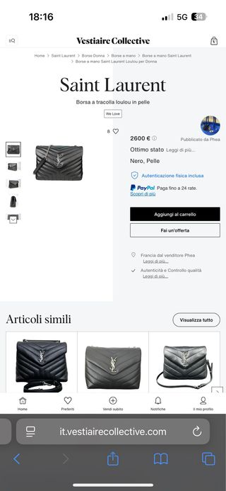 Borsa Saint Laurent LPelle Nera (usata pochissimo)