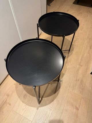 Set di 2 tavolini neri in acciaio 45 x 53