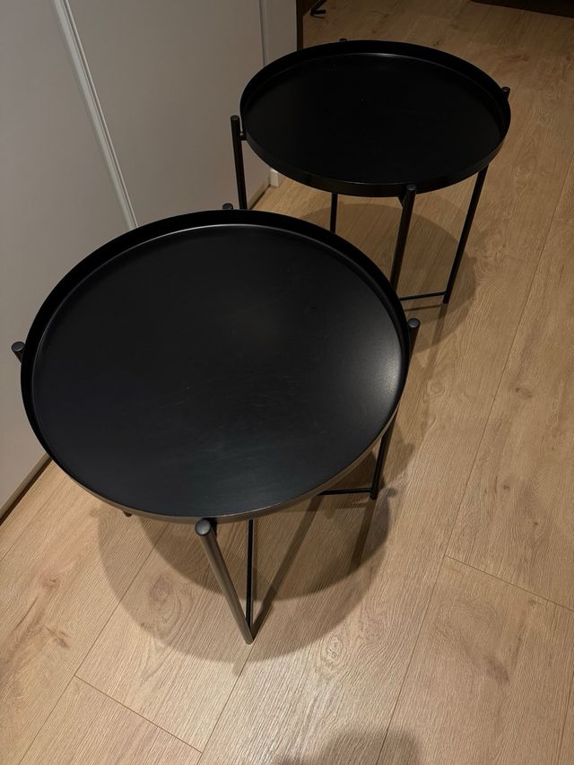 Set di 2 tavolini neri in acciaio 45 x 53