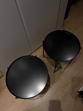Set di 2 tavolini neri in acciaio 45 x 53