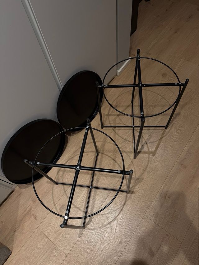Set di 2 tavolini neri in acciaio 45 x 53