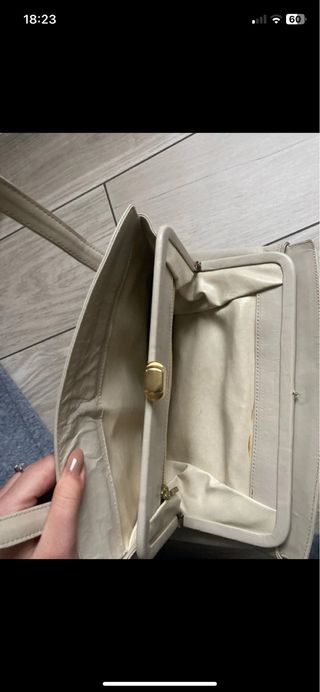 Borsa vintage pelle color panna