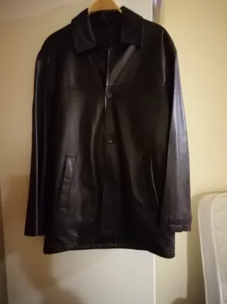 Chaqueta de piel hombre marrón