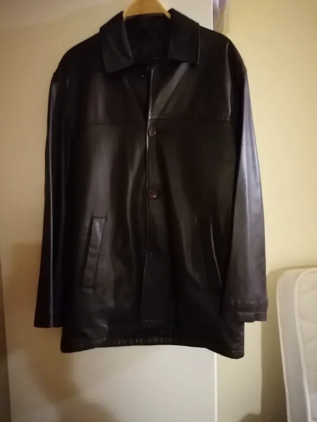 Chaqueta de piel hombre marrón