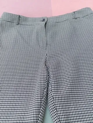 Pantalón cuadros mujer blanco y negro