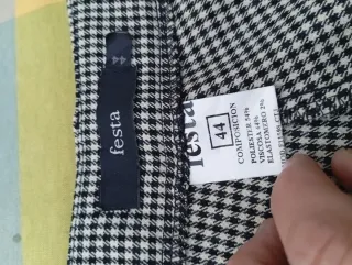 Pantalón cuadros mujer blanco y negro