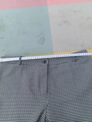 Pantalón cuadros mujer blanco y negro