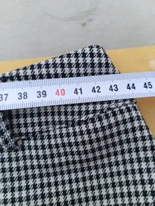 Pantalón cuadros mujer blanco y negro