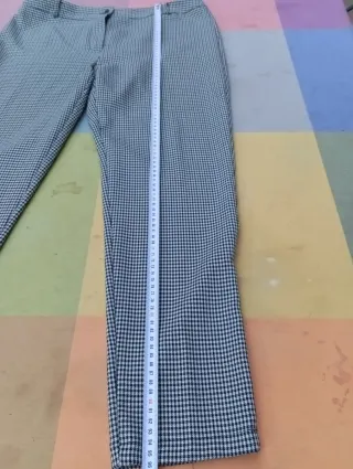 Pantalón cuadros mujer blanco y negro