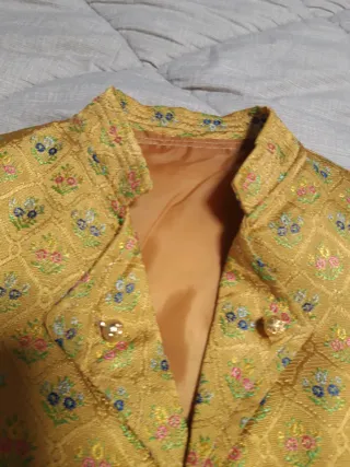 Chaleco fallero infantil dorado estampado