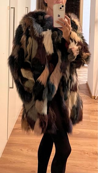 Abrigo de piel multicolor