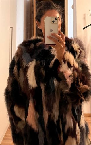 Abrigo de piel multicolor