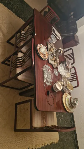 Mesa comedor extensible madera y 6 sillas