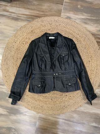 Chaqueta de piel vintage negra