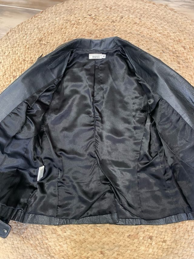 Chaqueta de piel vintage negra