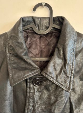 Giacca pelle nera vintage oversize