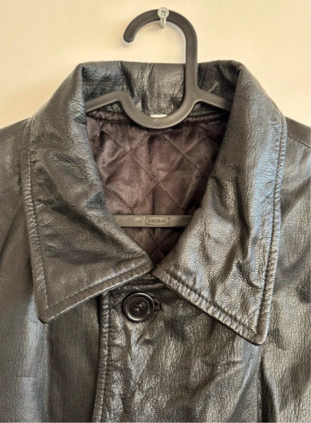 Giacca pelle nera vintage oversize